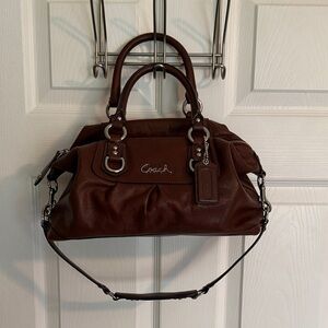 Coach ASHLEY Brown Leather Shoulder Satchel Top Handle Handbag F15445